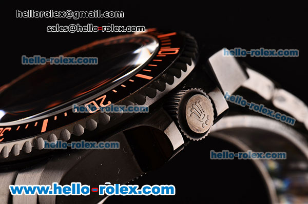 Rolex Sea-Dweller Bamford Asia 2813 Automatic PVD Case with PVD Strap Black Dial Orange Markers - Click Image to Close